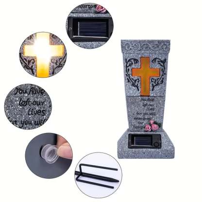 🌿 Solar Cemetery Grave Vase with LED Light