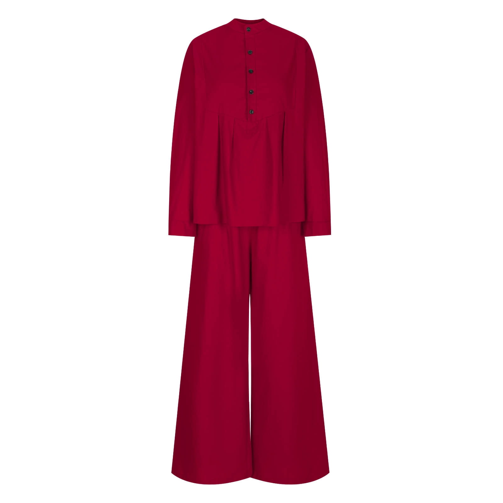 Women's Two Piece Outfits Cotton Linen Pants Sets Casual Long Sleeve Button Down Henley Tops and Pants Lounge Sets Red XXL 12