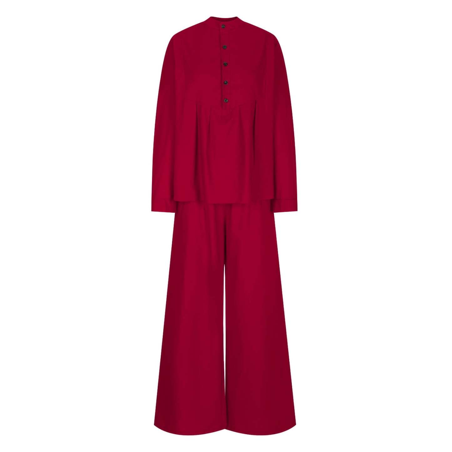 Women's Two Piece Outfits Cotton Linen Pants Sets Casual Long Sleeve Button Down Henley Tops and Pants Lounge Sets Red XXL 12