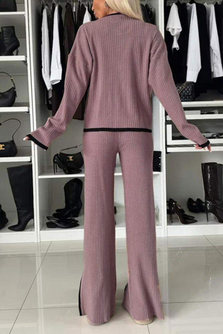 Contrast Pocket Drop Shoulder Pants Two Piece Set