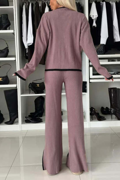 Contrast Pocket Drop Shoulder Pants Two Piece Set