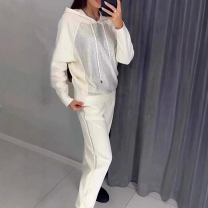 Women's casual diamond embellished hooded track suit