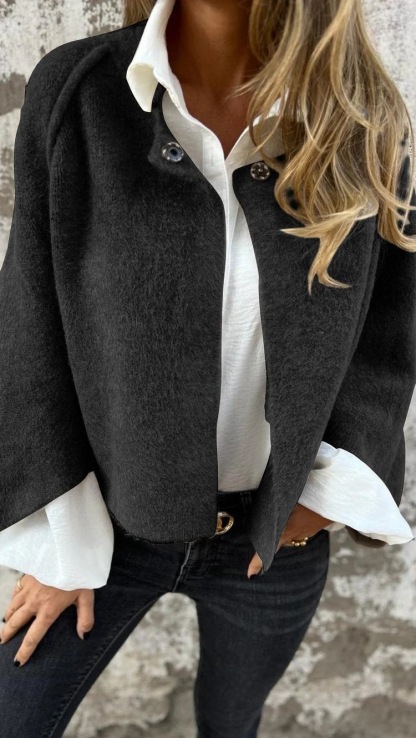 Autumn And Winter Loose Short Cashmere Long Sleeve Jacket