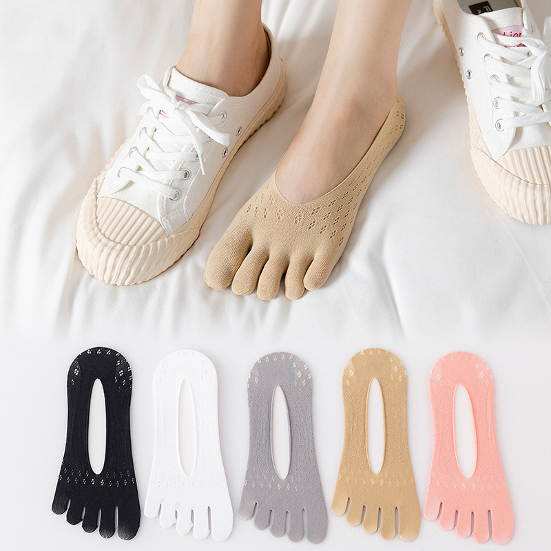5 Pairs Orthopedic Compression Socks, No Show Five Toes, Breathable Split Toe Finger Socks