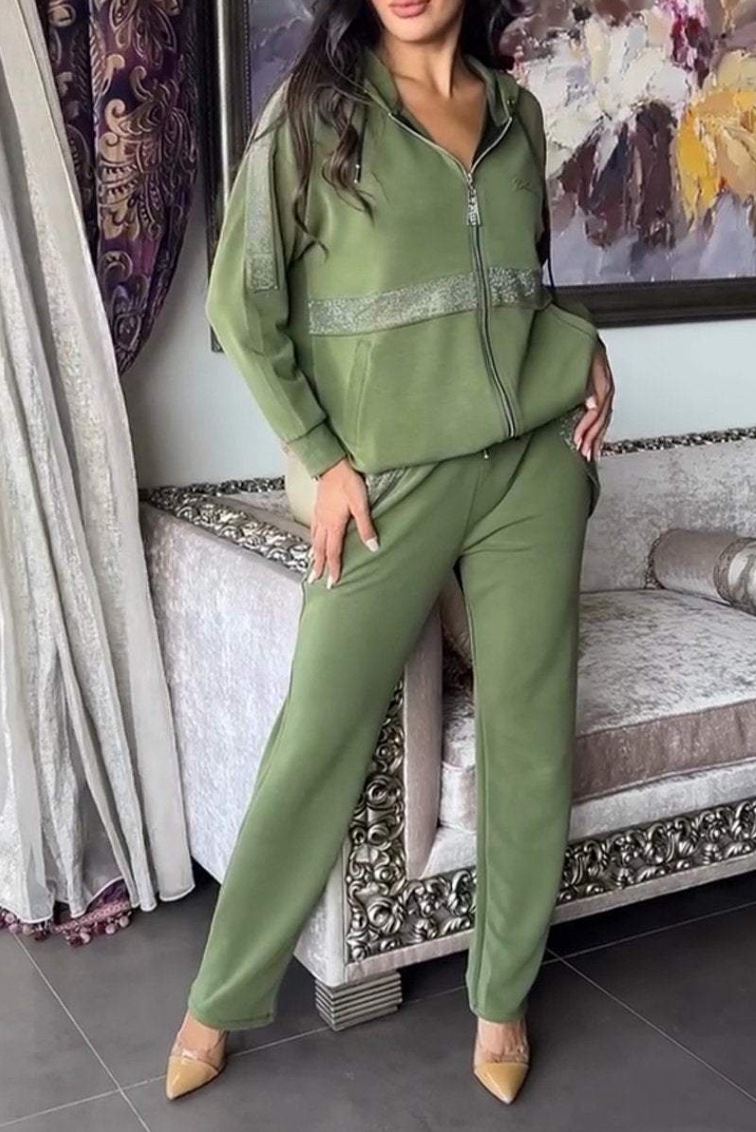 Women's casual long sleeve pants sweatshirt trousers 2-piece set