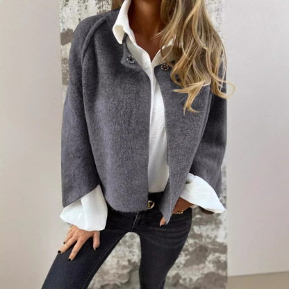 Autumn And Winter Loose Short Cashmere Long Sleeve Jacket