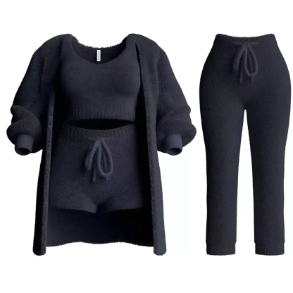 Comfortable knitted suits Women's pajamas Plush casual wear Cardigans