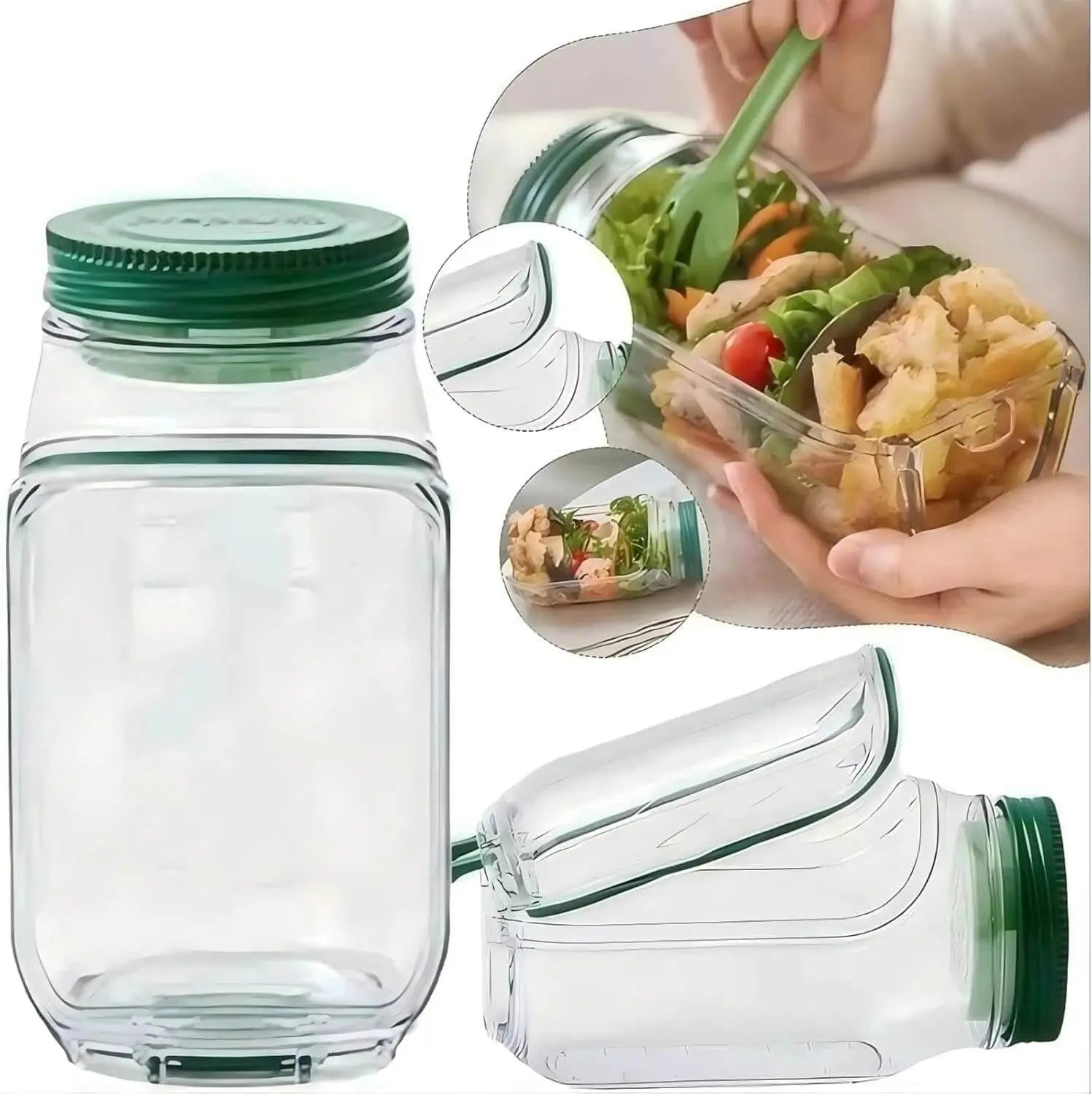 Salad box with lid and cutlery