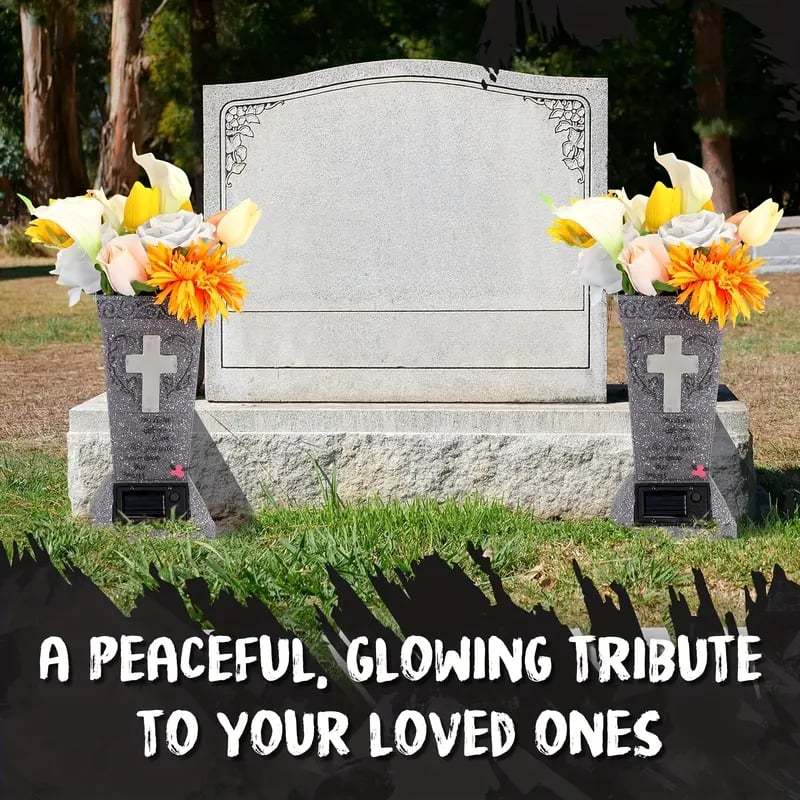 🌿 Solar Cemetery Grave Vase with LED Light