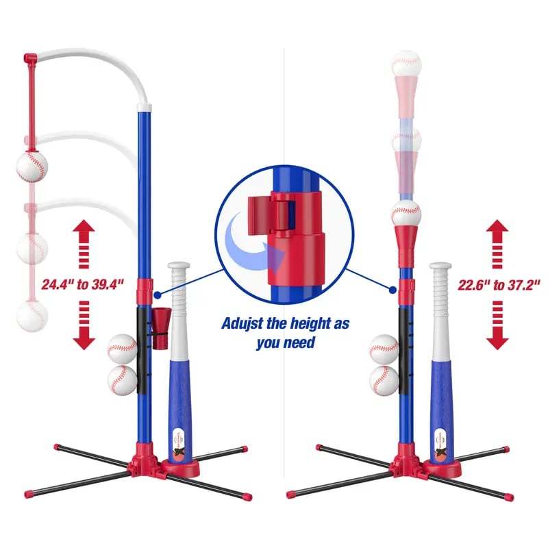 HYES 3-in-1 Baseball Set for Kids 3+ - Tee Ball Stand, Hanging Tee⚾