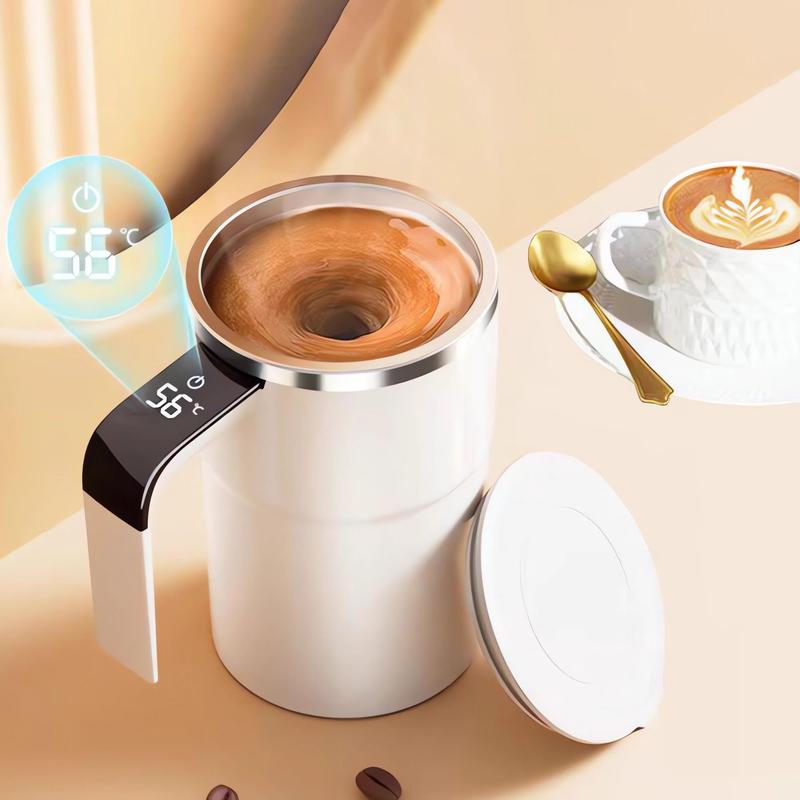 Electric self-stirring coffee cup with display