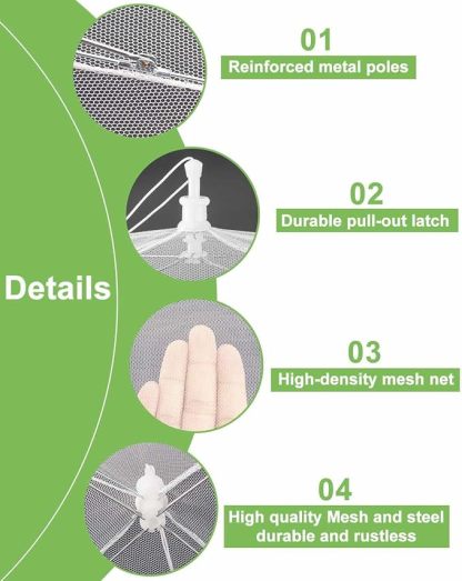 Large Food Cover,17"x17",White Nylon Covers,Pop-Up Umbrella Screen Tents,Patio Net for Outdoor Camping, Picnics, Parties,BBQ,Collapsible and Reusable
