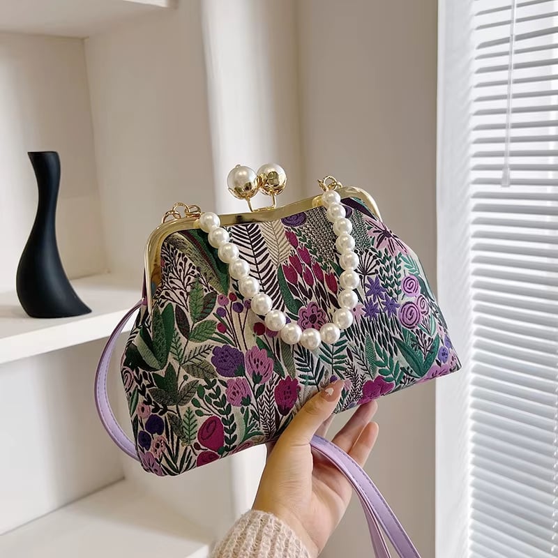 Women Vintage Flower Embroidery Handbag