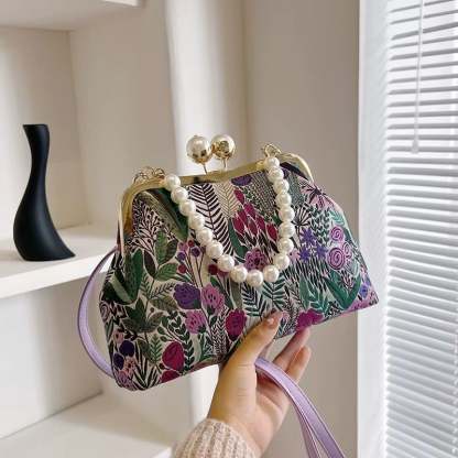 Women Vintage Flower Embroidery Handbag