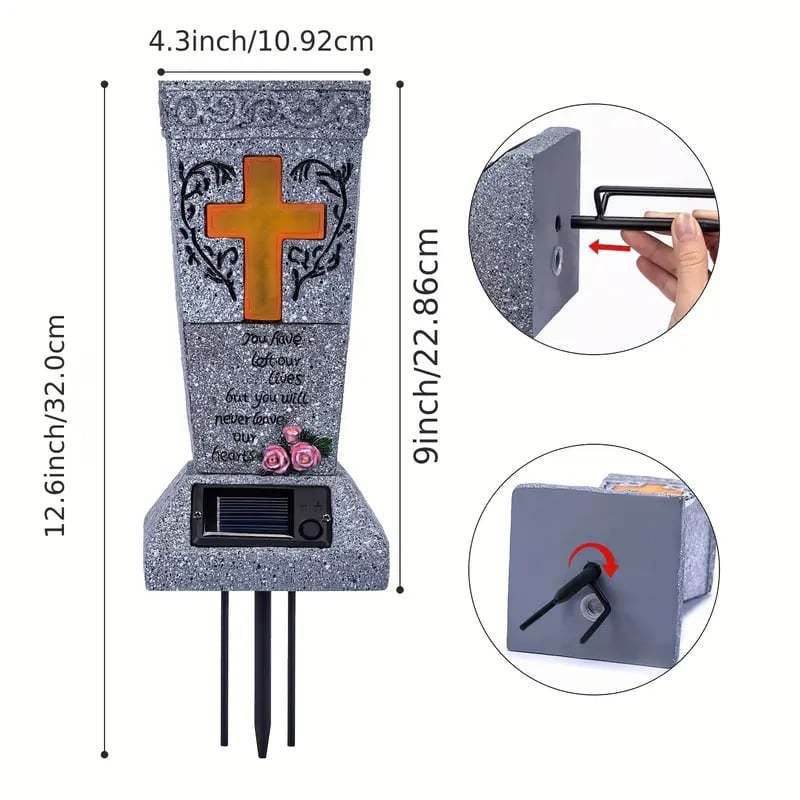 🌿 Solar Cemetery Grave Vase with LED Light