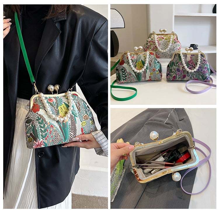 Women Vintage Flower Embroidery Handbag
