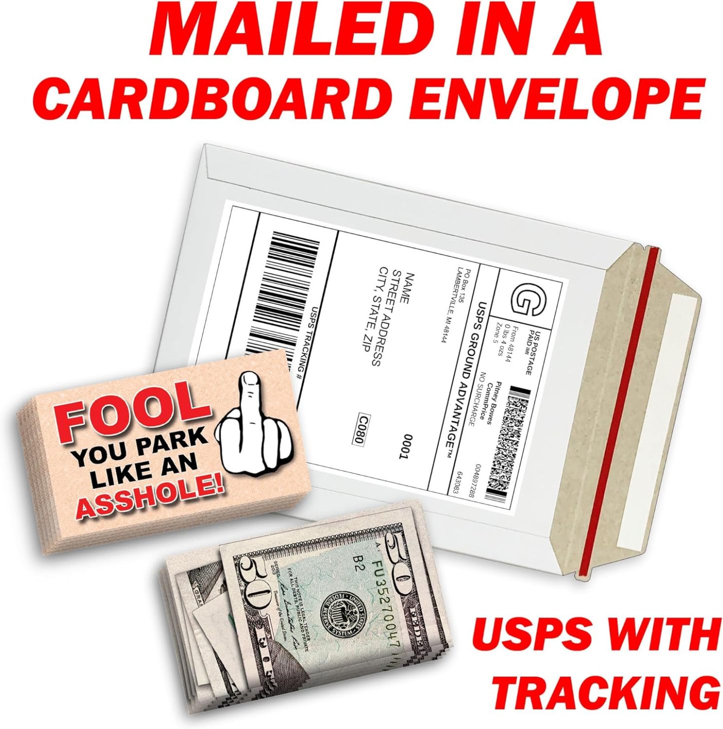 🔥LAST DAY 49% OFF- You Park Like An A - hole Bad Parking Prank Cards Look Like $50 Money from a Distance