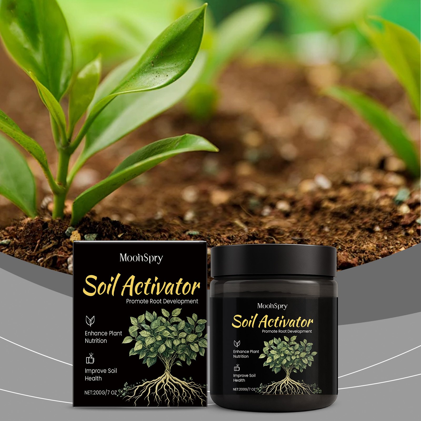 Soil Revitalizer , Concentrated Humic Acid Formula for Lawn & Garden Plant Food Enhancer Yields