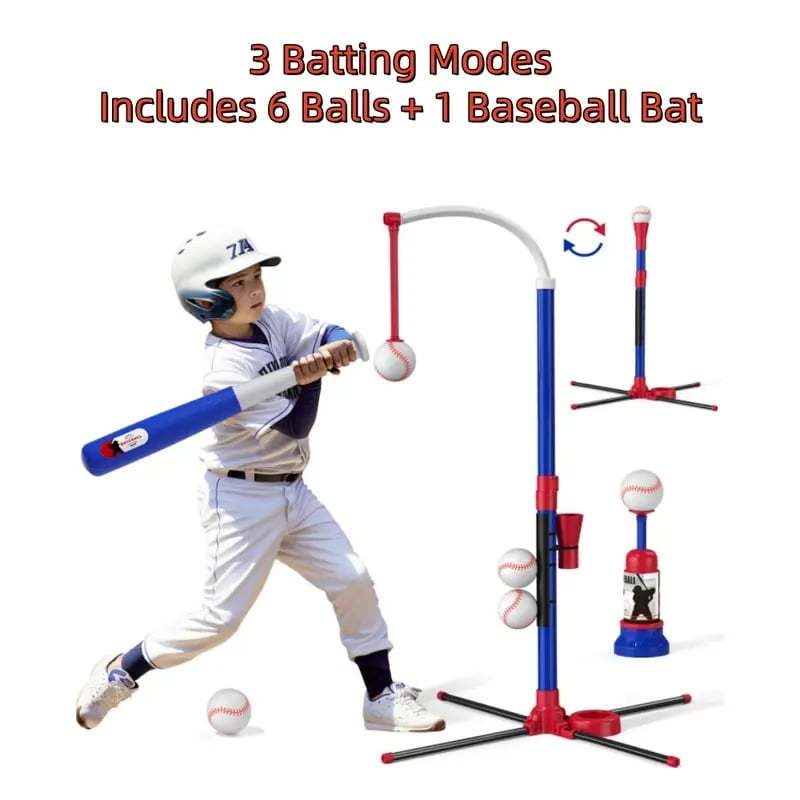 HYES 3-in-1 Baseball Set for Kids 3+ - Tee Ball Stand, Hanging Tee⚾
