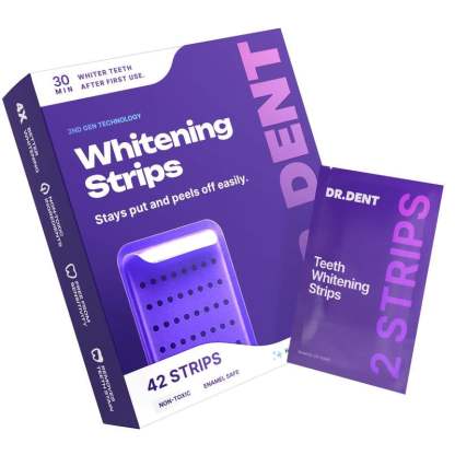 ✨🦷 DR.DENT Purple Teeth Whitening Strips (30-Minute Instant Brightening)