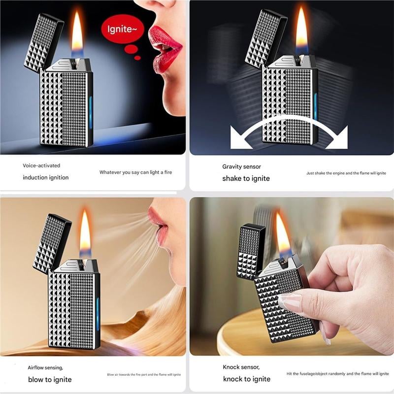🔥 Voice-Activated Metal Windproof Lighter | 4 Smart Ignition Modes & USB Rechargeable