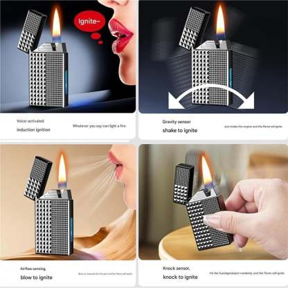 🔥 Voice-Activated Metal Windproof Lighter | 4 Smart Ignition Modes & USB Rechargeable