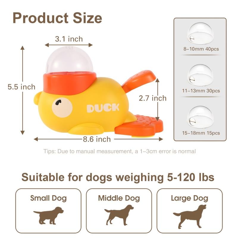 Product Introduction of 1pc Yellow Duck-Shaped Interactive Dog Feeder - Non-Electric, Manual Press-to-Get Food Dispenser for Small, Medium, Large Dogs, Durable Plastic 0