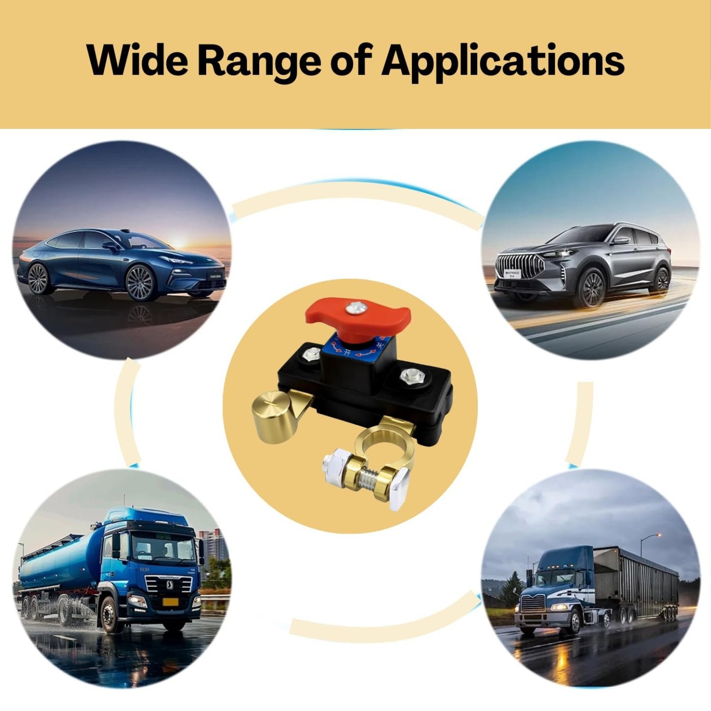 Car Battery Cut Off Switch – 12V/24V Power Disconnect Device for Vehicle Safety, Stable Transmission High Conductivity