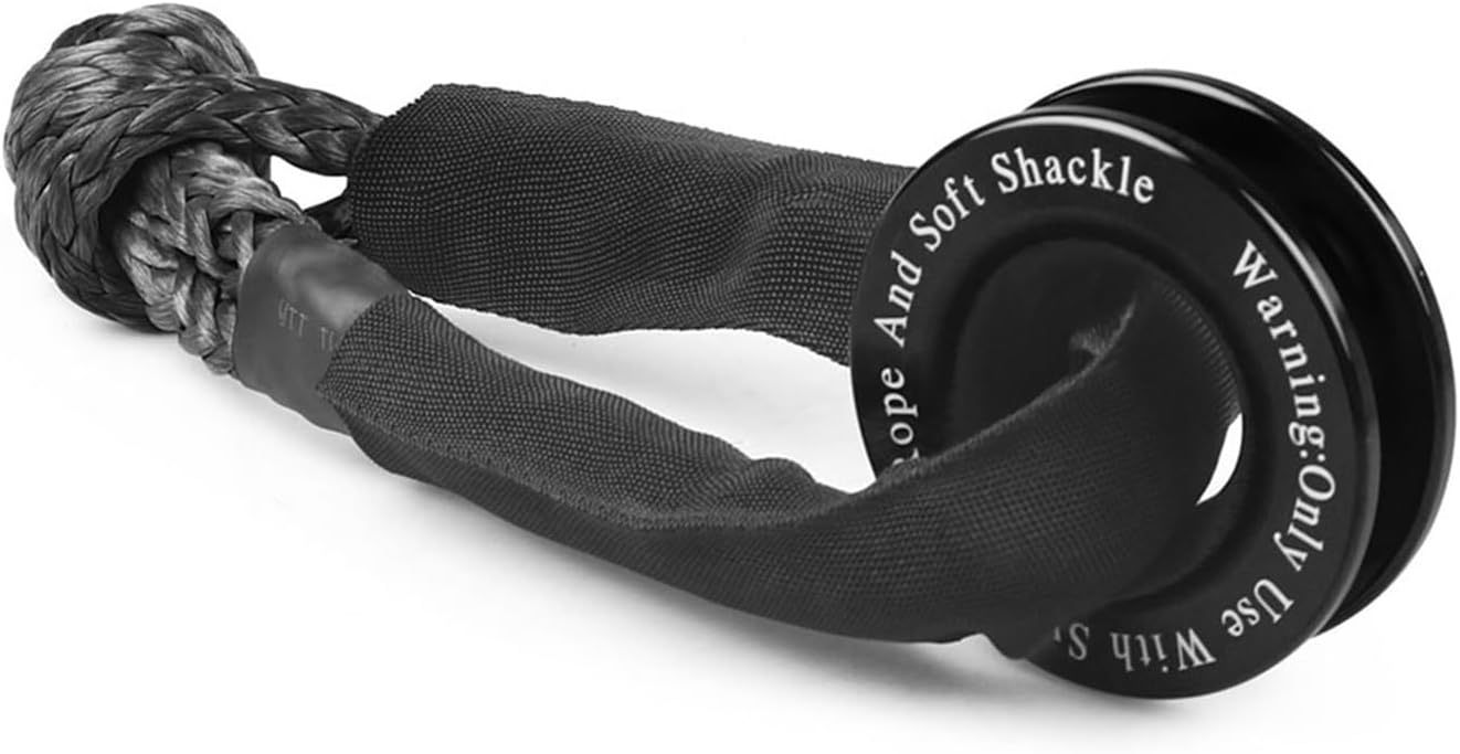 Winch Rope Synthetic Soft Shackle+Recovery Ring Set Rugged Shackles With Protective Sleeve 41000lbs