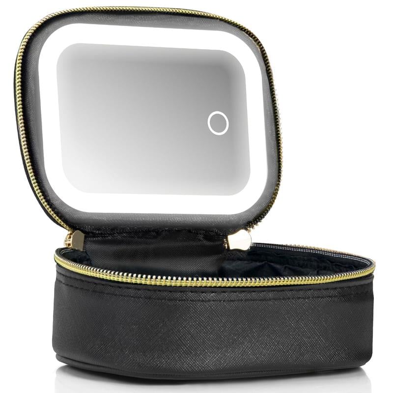 Compact Makeup Bag with Mirror and Light