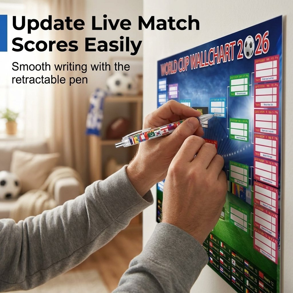 🗓️⚽ World Cup Wall Chart 2026 Poster Set – Don't Miss a Match! - Marker Pen & Mounting Strips Included 🎁