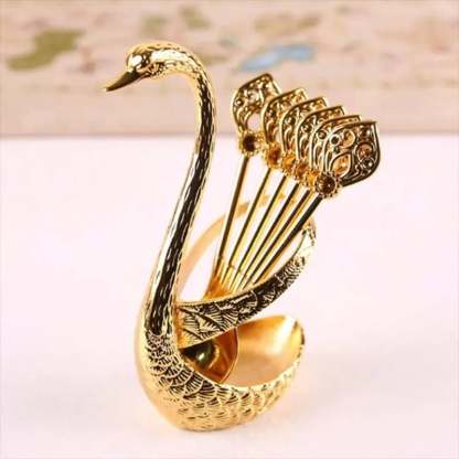 🦢 6 Stainless Steel Coffee Spoons with Elegant Swan Base