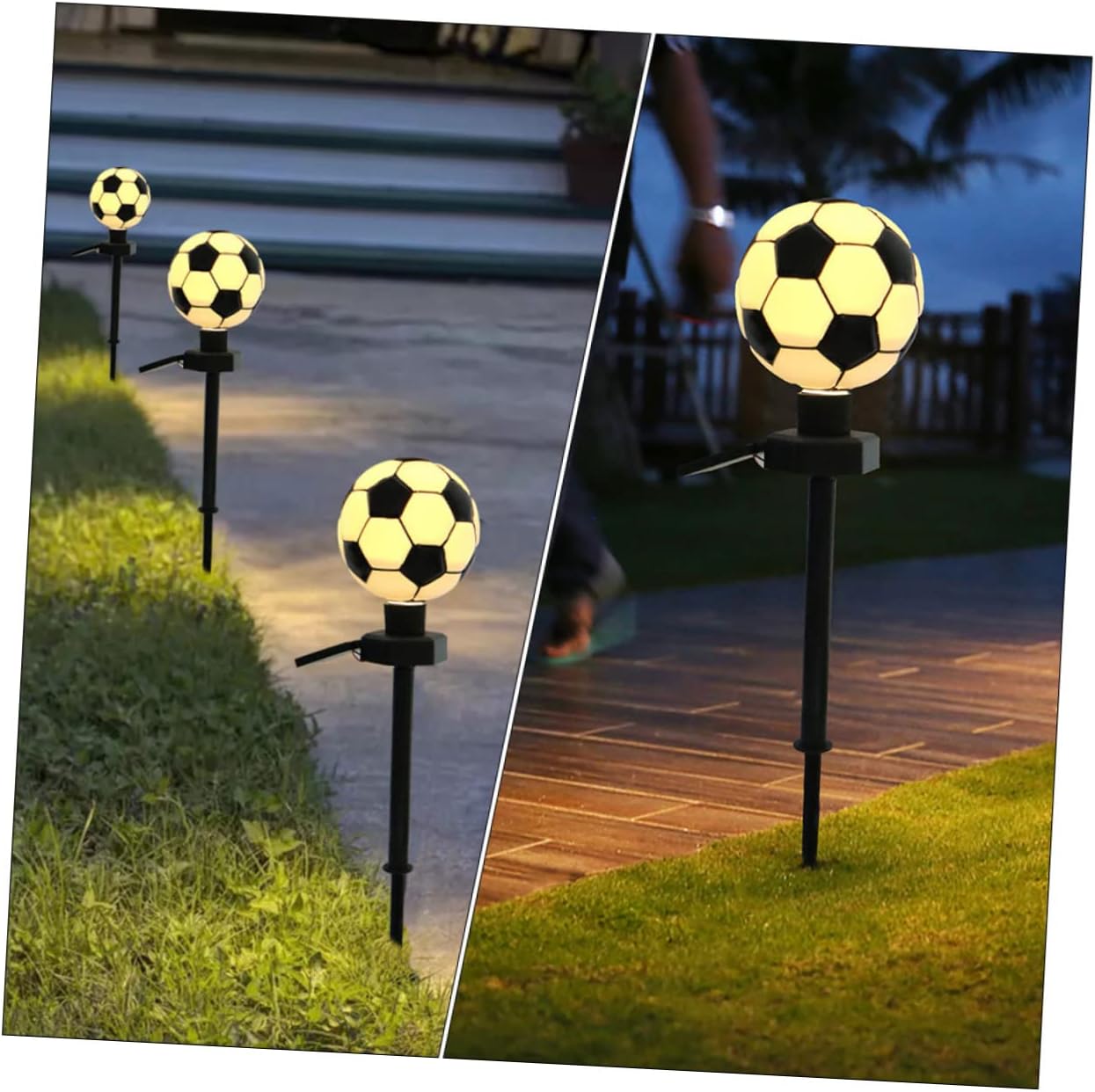 Soccer Solar Stake Lights - Warm Glow Garden Decor