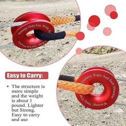 Winch Rope Synthetic Soft Shackle+Recovery Ring Set Rugged Shackles With Protective Sleeve 41000lbs