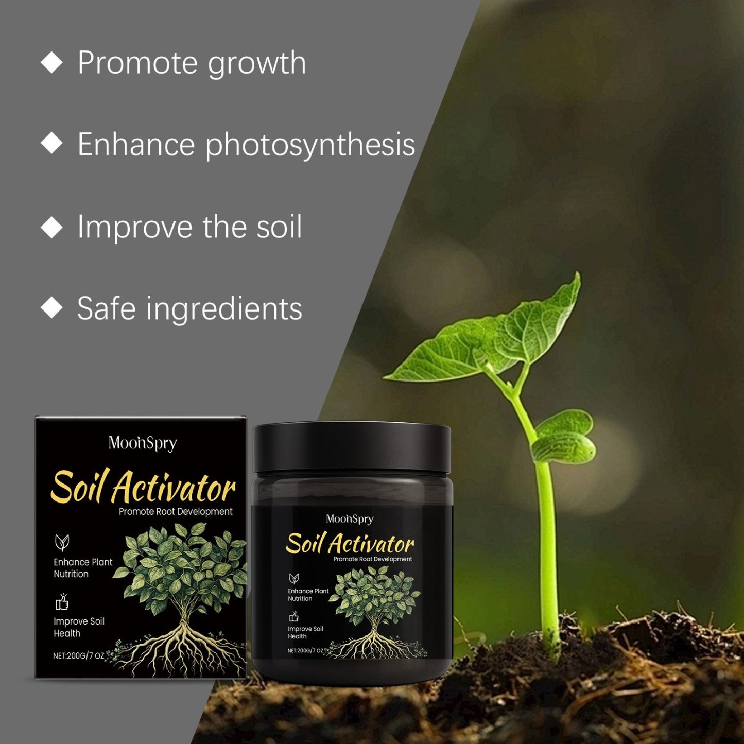 Soil Revitalizer , Concentrated Humic Acid Formula for Lawn & Garden Plant Food Enhancer Yields