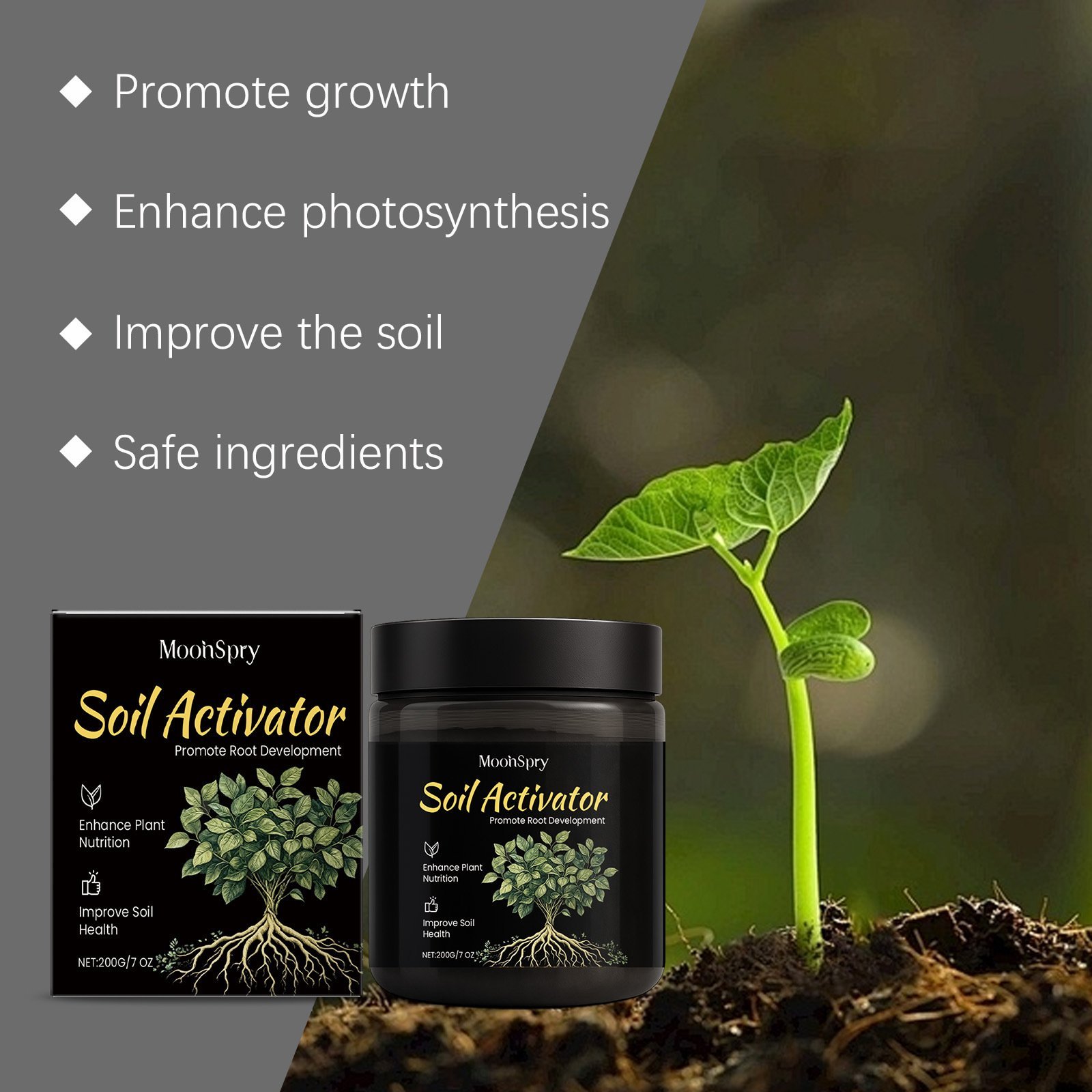 Soil Revitalizer , Concentrated Humic Acid Formula for Lawn & Garden Plant Food Enhancer Yields