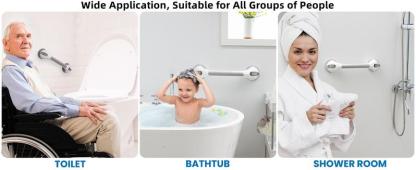 🚿16 Inch No Drilling Suction Cup Removable Bathroom Safety Handrail | Waterproof Anti-Slip Shower Grab Bar & Bathtub Grip
