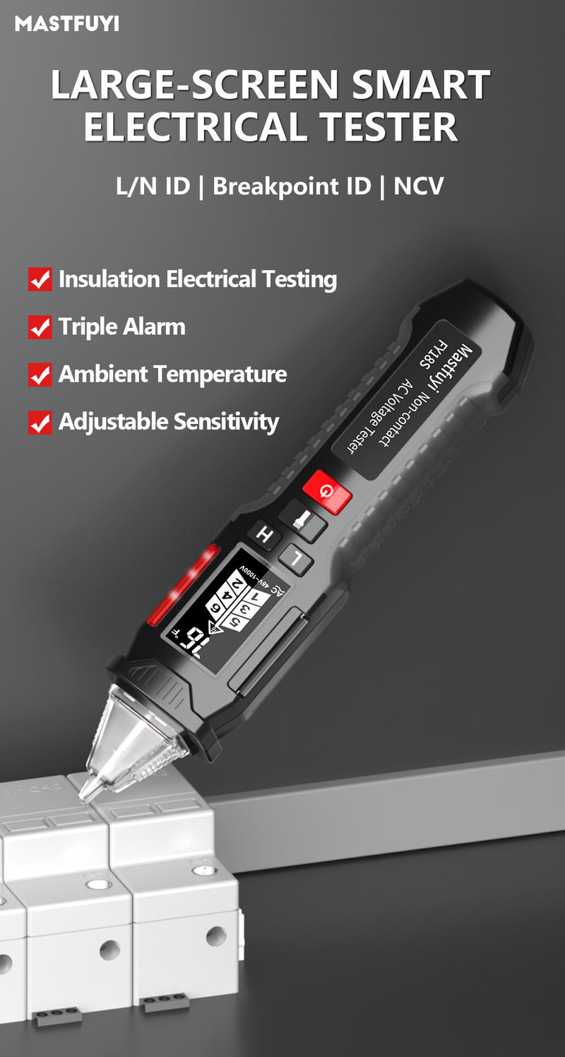 AC Circuit Tester Non-Contact AC Voltage Tester with Temperature,test light, Open Circuit Test, ncv test,Adjustable Sensitivity, Dual-Range 12V/48V-1000V, Live Wire Test, Portable Circuit Sensor, Circuit Tester,Triple Alarm.Circuit Br