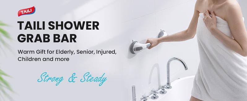 🚿16 Inch No Drilling Suction Cup Removable Bathroom Safety Handrail | Waterproof Anti-Slip Shower Grab Bar & Bathtub Grip