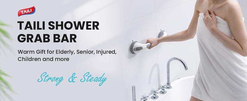 🚿16 Inch No Drilling Suction Cup Removable Bathroom Safety Handrail | Waterproof Anti-Slip Shower Grab Bar & Bathtub Grip