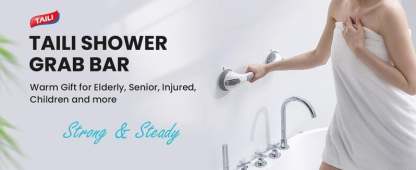 🚿16 Inch No Drilling Suction Cup Removable Bathroom Safety Handrail | Waterproof Anti-Slip Shower Grab Bar & Bathtub Grip