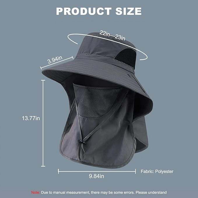 Wide Brim Sun Protection Hat with Removable Face&Neck Flap Cover for Men Women