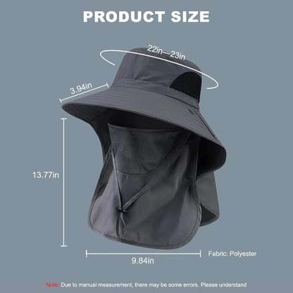 Wide Brim Sun Protection Hat with Removable Face&Neck Flap Cover for Men Women