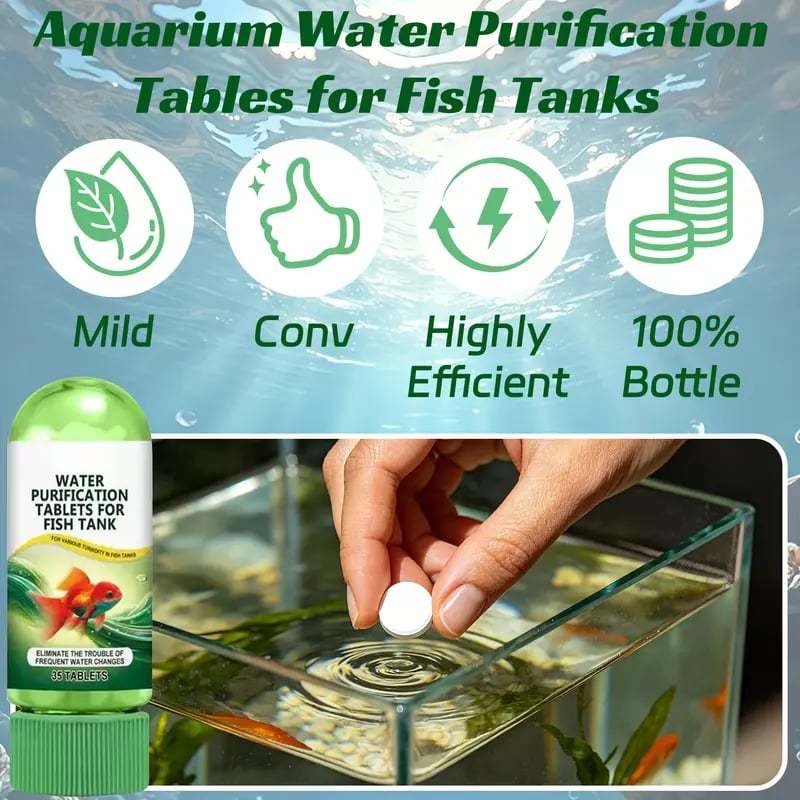 Aquarium Water Purification Tablets | Bio-Safe Effervescent Formula for Crystal Clear Fish Tanks