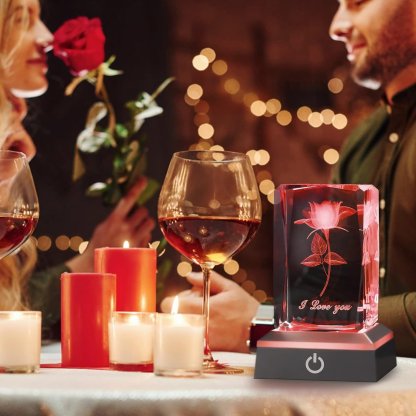3D Rose Crystal Lamp LED Multicolor NightLight Up