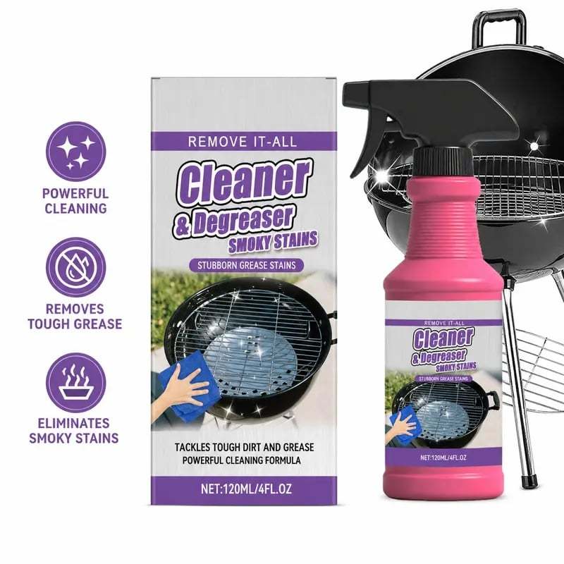 🔥120ML BBQ Non-toxic, Heavy Duty, No Residue Grill Cleaner Degreaser Spray