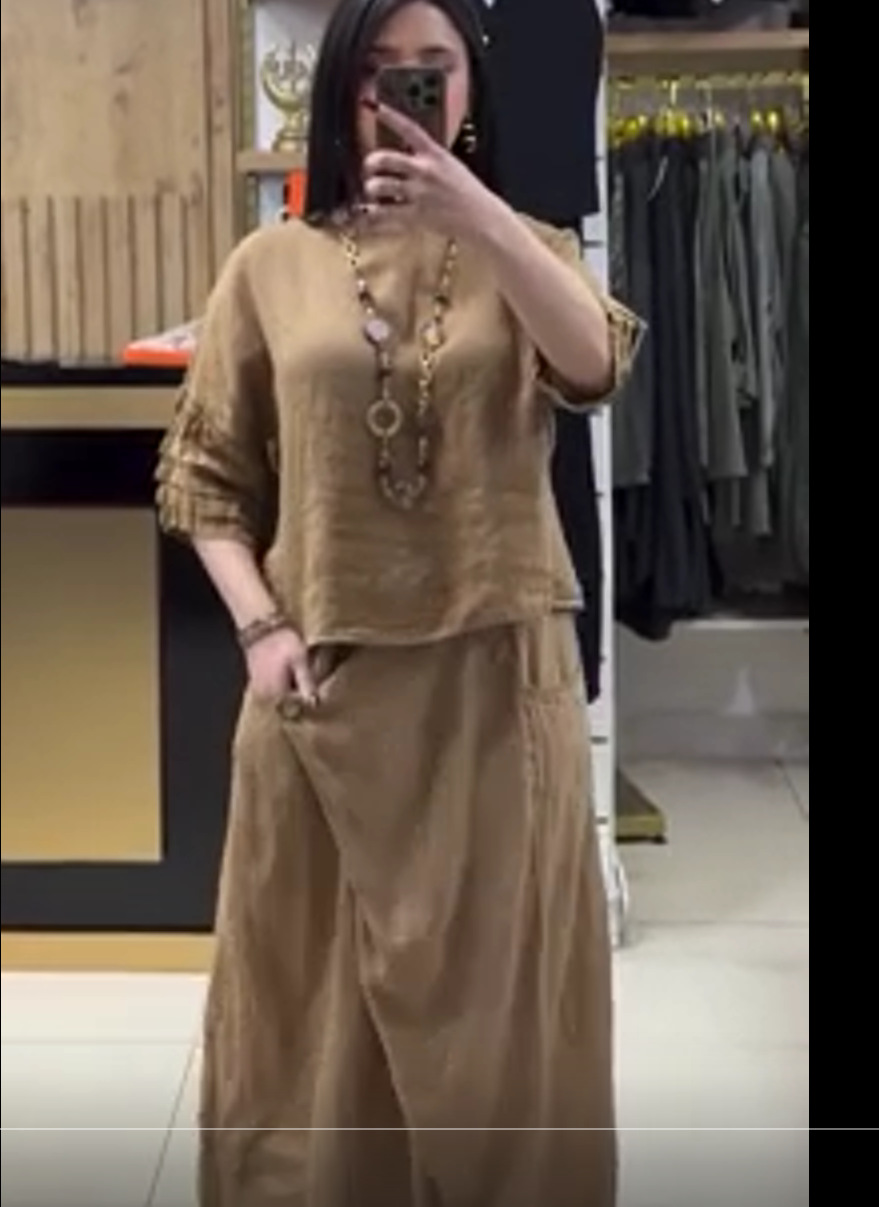 New cotton and linen suits for women, fashionable solid color, stylish casual loose trousers, two pieces