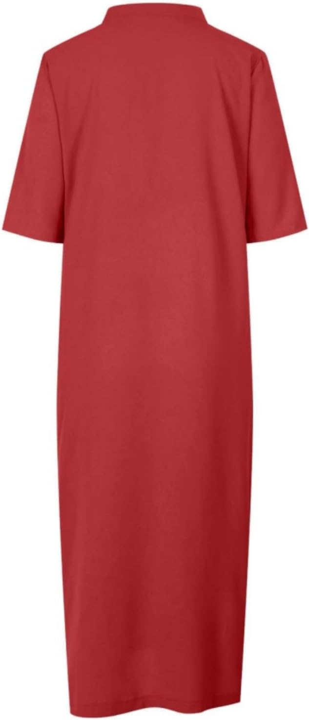 Womens Summer Floral V Neck Maxi Dress 3/4 Sleeve Casual Loose Flowy Long Dress with Pockets