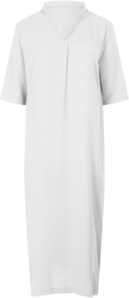 Womens Summer Floral V Neck Maxi Dress 3/4 Sleeve Casual Loose Flowy Long Dress with Pockets