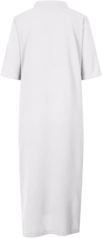 Womens Summer Floral V Neck Maxi Dress 3/4 Sleeve Casual Loose Flowy Long Dress with Pockets